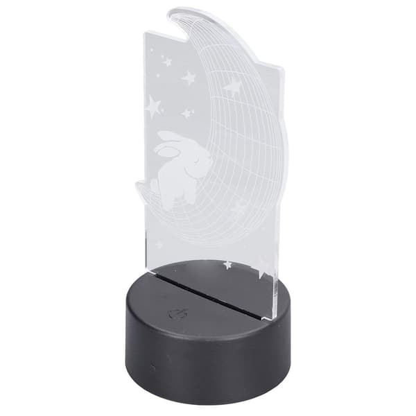 3D Bordlampe Måne Kanin LED Nattelys 7 Farve Touch KLB