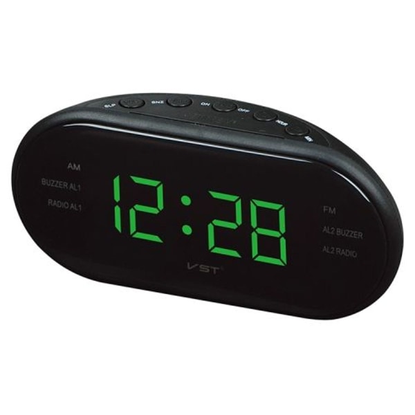Oval Klockradio LED-klocka (Grön)