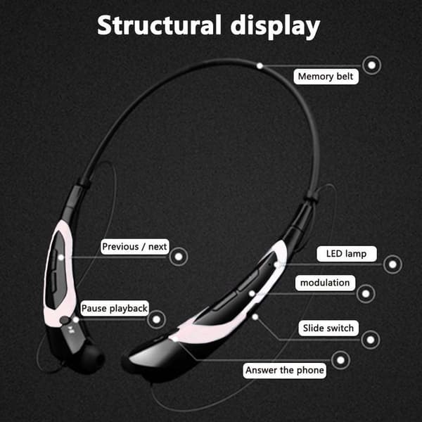 Bluetooth-hodetelefoner, trådløse Bluetooth 4.0 krage hvite