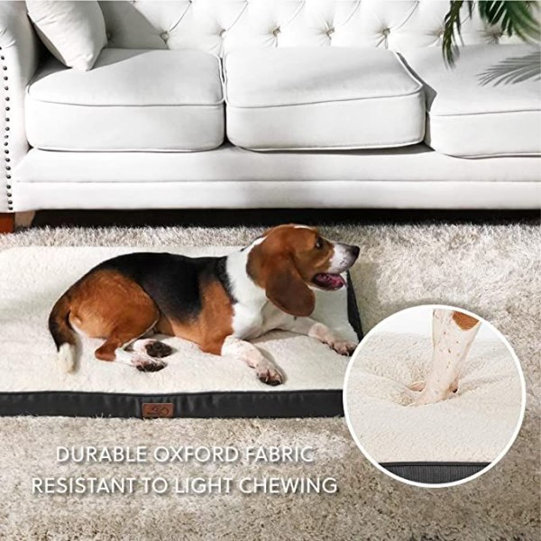 Ortopedisk avtagbar hundkudde - Stor hundmatta 76X51X7.5CM, skumhundbädd med plyschöverdrag, tvättbar hundmadrass