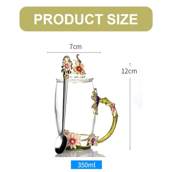 Håndlavede glas kaffekopper med skeer, 350 ml kopper,