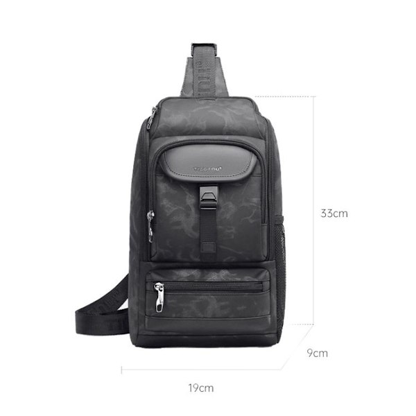 Tigernu T-S8182 Herr Sport Bröstväska Vattentät Messenger Axelväska (Svart)