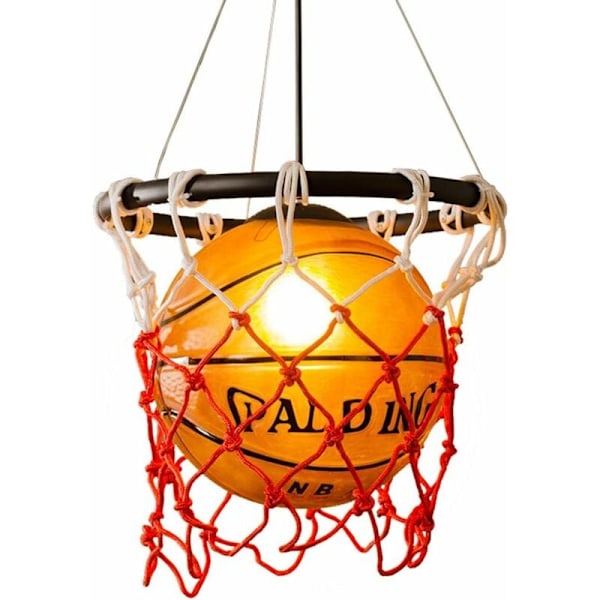 Hengende lys Creative Basketball Hengende lys Glass lampeskjerm Lysekrone med E27 Kobber lampeholder KLB