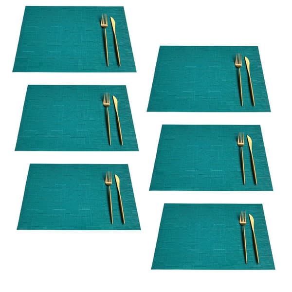 Rektangulära placemats för köksbord och matsal. Ljusblå