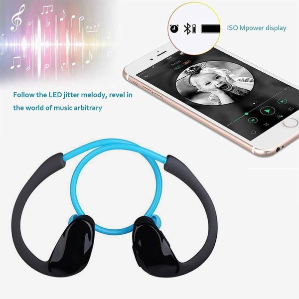 Bluetooth høretelefoner, sportshøretelefoner, vandtætte, 12 blå