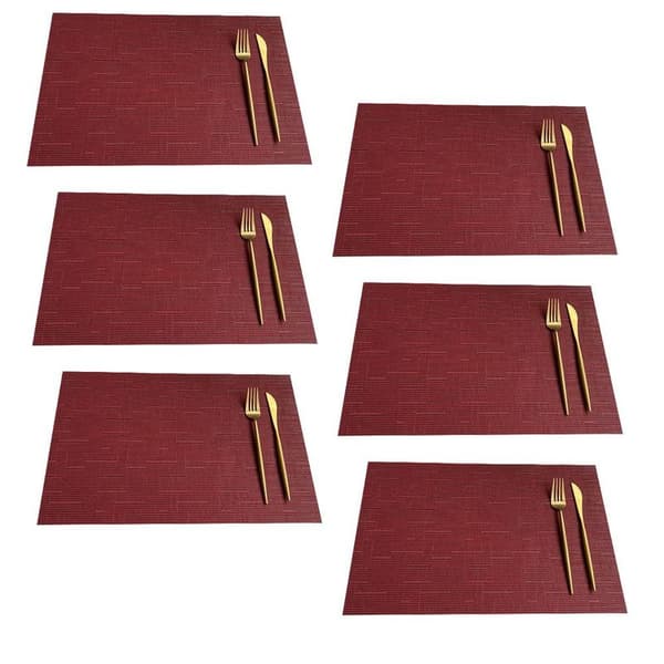 Rektangulära placemats för köksbord och matsal, röda