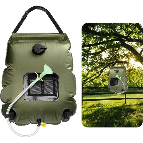 Solcelledusjpose 20L Solvarme Campingdusjpose med Avtakbar