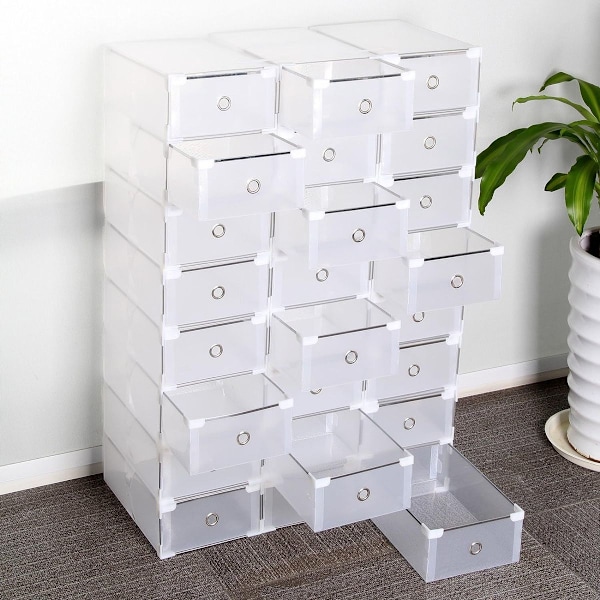 10 x skoboxar, skoförvaring, staplingslådor, skoställ med transparenta lock