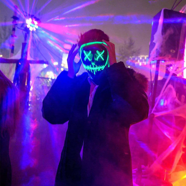 Led Mask Light Up Cosplay Glowing Mask Gave til Festival Party (Vert)