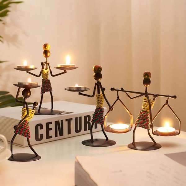 Retro Iron Man muotoinen kynttilänjalkakoristelu ravintolan pöytäkoriste