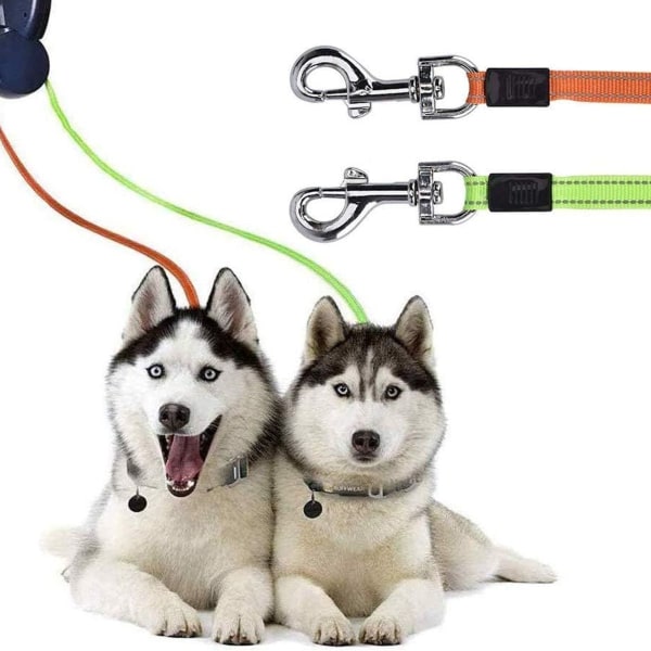 360° roterande infällbar hundkoppel, lämplig för 2 hundar, 3 meter lång,