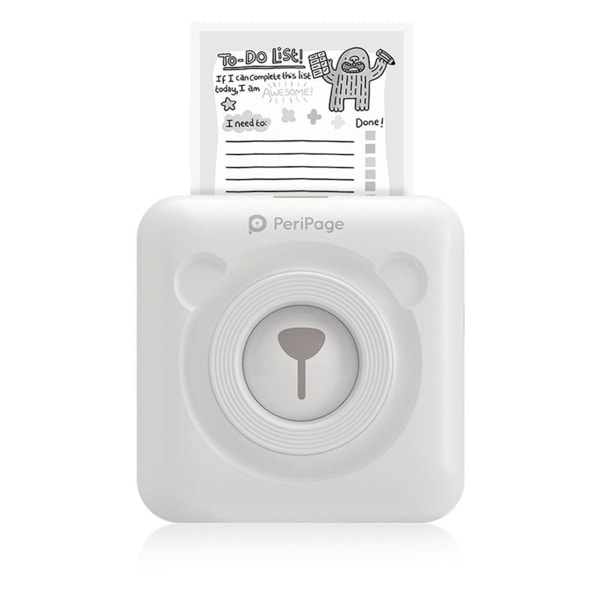 Mini fotoprinter til smartphone - trådløs BT printer, hvid