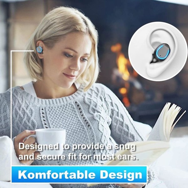 Bluetooth hörlurar, trådlösa hörsnäckor, pekkontroll med LED