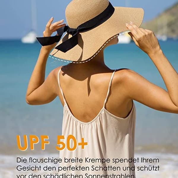 Sommer foldbar strandhat dame bredskygget solhat