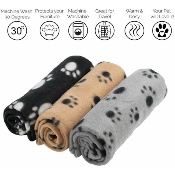 3 stk. Fluffy Pet Tæppe Plys Vaskbar Kattetæppe Super Blødt og Varmt Sofa Puder Bløde Måtter Sengetæppe til Hund og Kat (100*70cm)