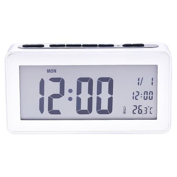 Sengeaflækkerur med LED-display (hvid)