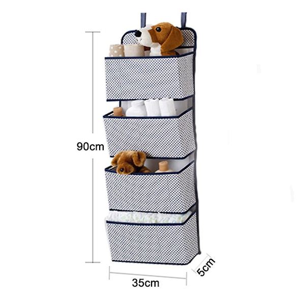 4 Lomme Foldbar Hylle med 2 Kroker Blå