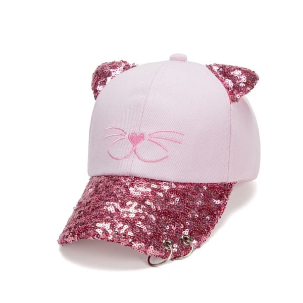 Sød kat pailletter baseball kasket (52-55 cm), trendy baby paraply kasket, baby kasket