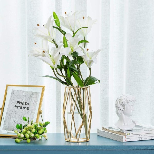 Gylden pampas græs vase til blomster, 1 stk moderne geometrisk