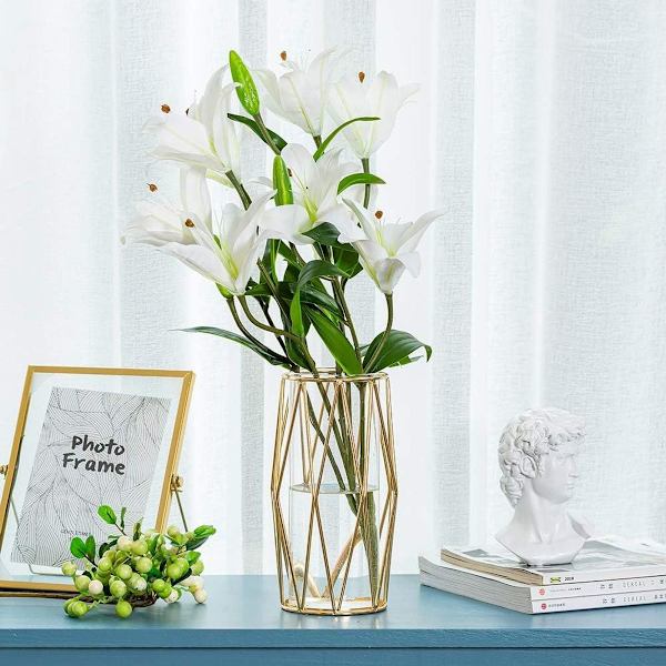 Gyllene pampasgräsvas för blommor, 1 st modern geometrisk