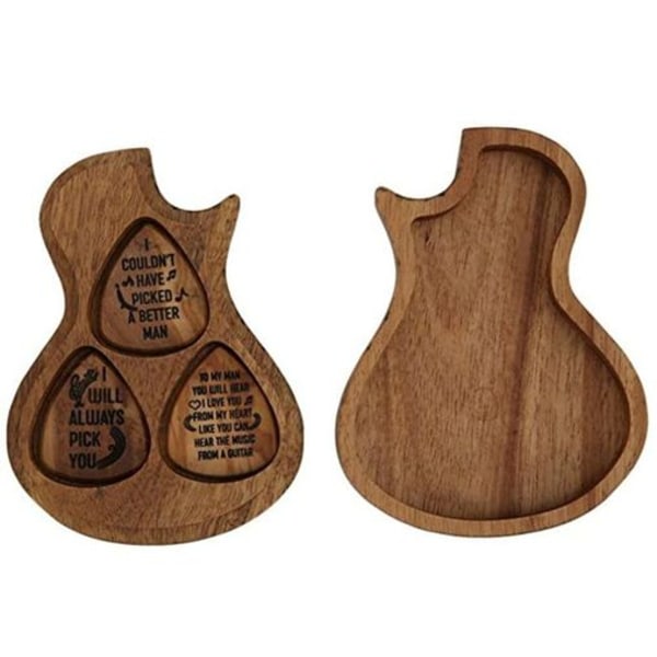 Gitarrtillbehör Trägitarrplock Trälåda för Gitarrplock och Plock