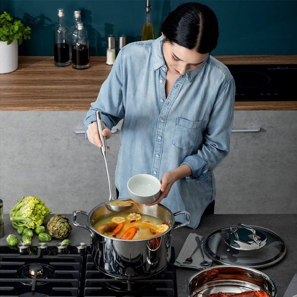 Køkkenredskabssæt i rustfrit stål, 2 dele. Helt i metal 201# suppeske + 201# nudel