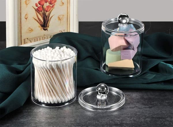 Plastik Makeup Pad Beholder med Låg til Vatrondeller