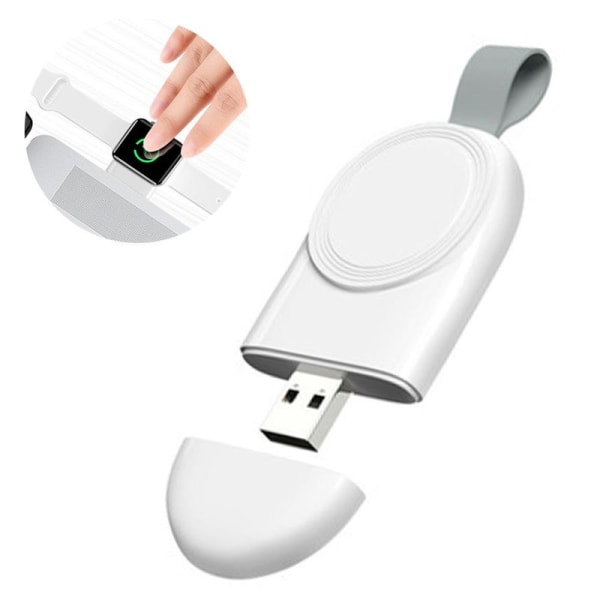 Oplader til Apple Watch, iwatch Series 6/5/4/3/2/1/SE, med grå hængende spænde