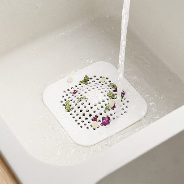 2 stk. silikonehårfilter til badekar, vaskefilter til køkkenvask, bruserhårfilter, køkkenvaskfilter med sugekop, til køkkenvask, badeværelse (hvid)