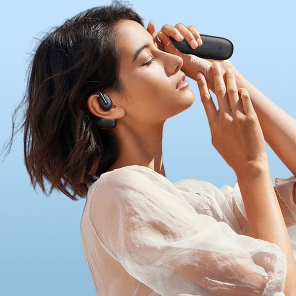 Open-ear trådløse hovedtelefoner Bluetooth 5.3 med sort