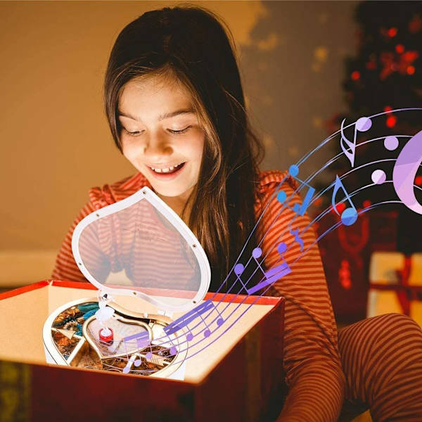 Musikalisk smyckeskrin, hjärtformad ballerina dansare smyckeskrin födelsedag julklapp till flickor