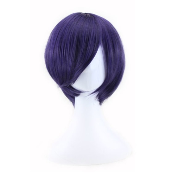 Sininen-violetti kasvojen ympärille kiedottava cosplay-animaatioperuukki (24-25 cm) roolipeliin lyhyt peruukki