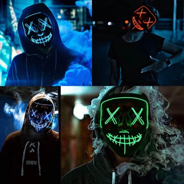 Led Mask Light Up Cosplay Glowing Mask Gave til Festival Party (Vert)