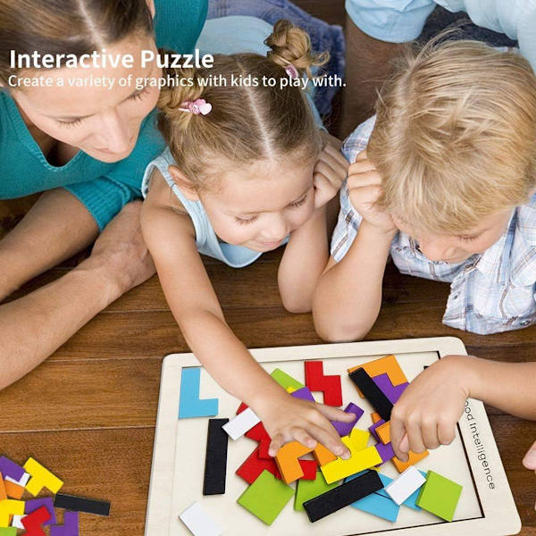 Tetris träpussel leksak från 3 år pojkar Tetris tangram träpussel KLB