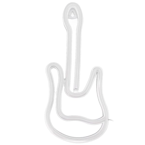 Gitarr neon skylt, färgglad, USB batteridriven, förborrade hål KLB