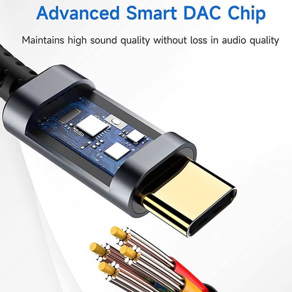 USB-C til 3,5 mm hodetelefonkontakt-adapter (2 pakker), USB grå
