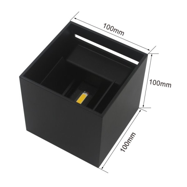 12W LED væglampe med justerbar strålevinkel Vandtæt design IP65 Varm hvid Sort LED væglampe