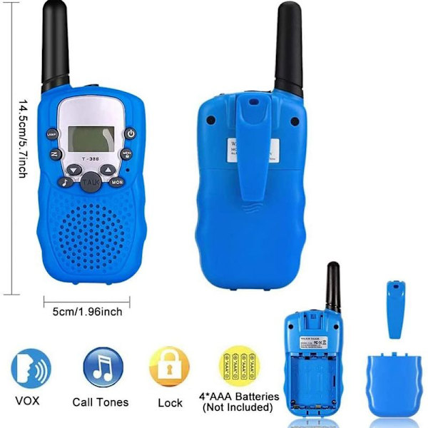 T388 Lasten Walkie Talkie 8 Kanavan Radio Lasten Taskulamppu Walkie