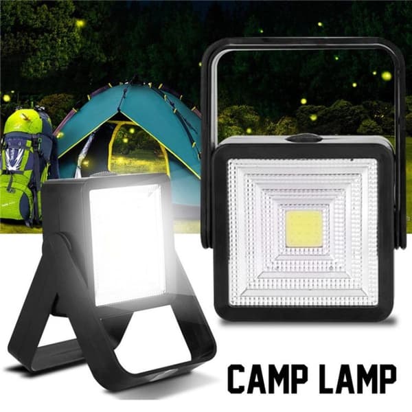 Solcellelys COB LED Campingteltlys Utendørs Bærbar Spotlight (Svart)