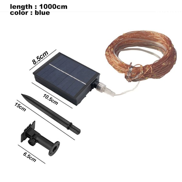 Julgransbelysning 10m 100 LED, fjärrkontroll 8 lägen, inomhus blå KLB