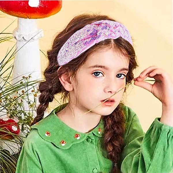 Boho Knyttede Pandebånd Mode Yoga Pandebånd Glitter Sequins Rød