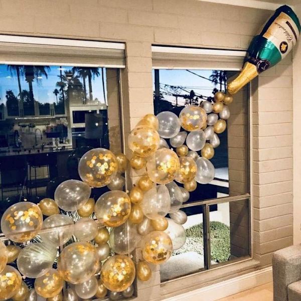 Ballong Garland Ballonbue Sæt 5m Lang 40stk Guld og Hvid