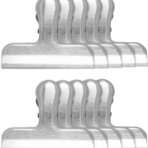 10-pack kraftiga silvermetallklämmor för chipspåsar
