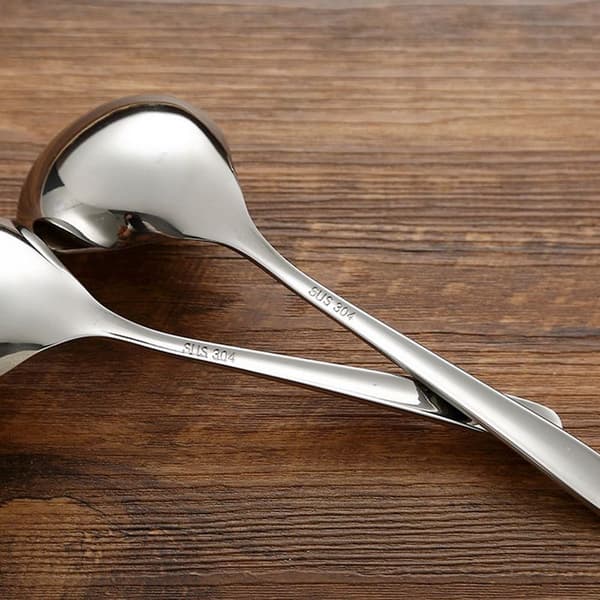 Liten øse for sauser, serveringsøse i rustfritt stål, sølv, stor