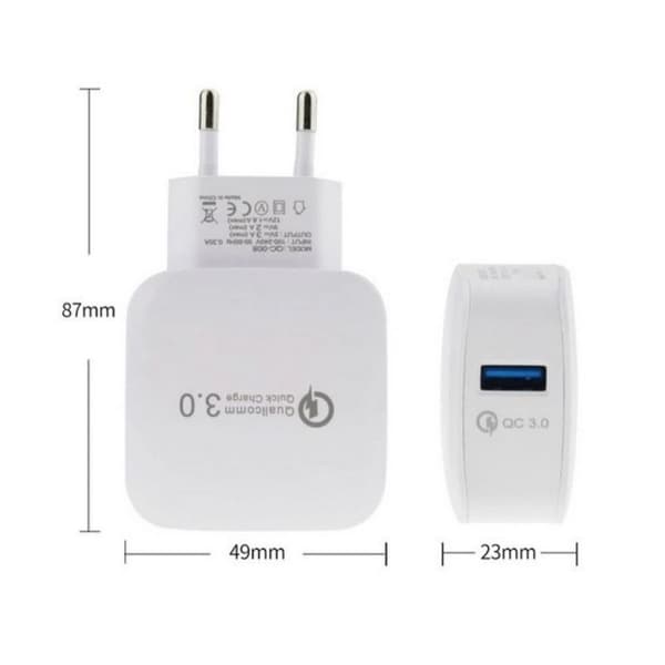 QC3.0 snabbladdningsplugg 5v3a, europeisk standard