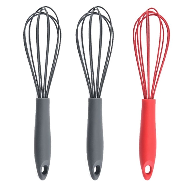 Silikonvisp i rostfritt stål, 3-pack, 2 grå + röd KLB