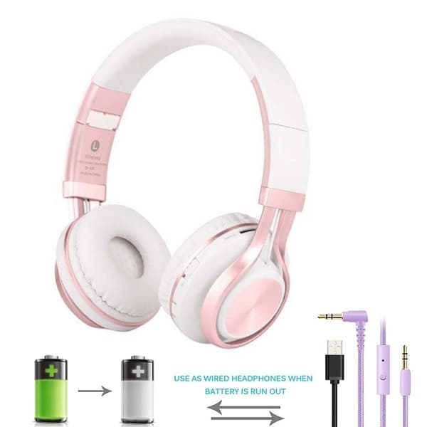 Bluetooth-kuulokkeet, taitettavat, langattomat, pinkit