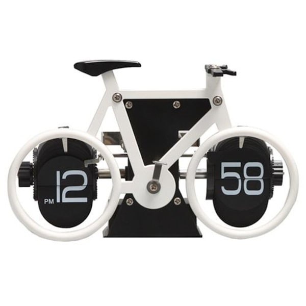 HY-F087 Retro Cykelformad Automatisk Flip Klocka Heminredning Flip Klocka (Vit)