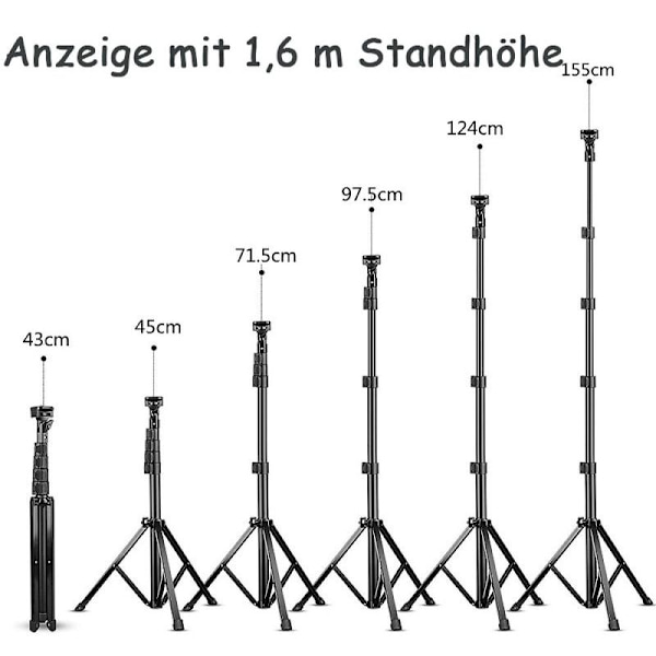 160 cm ammattimainen matkapuhelinjalusta, joustava ja kevyt selfie-tikkujalusta