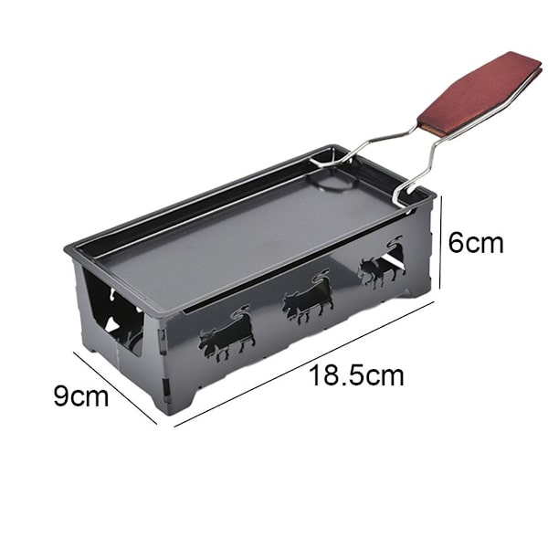 Bærbar sammenklappelig non-stick stearinlys Raclette-pande med sort